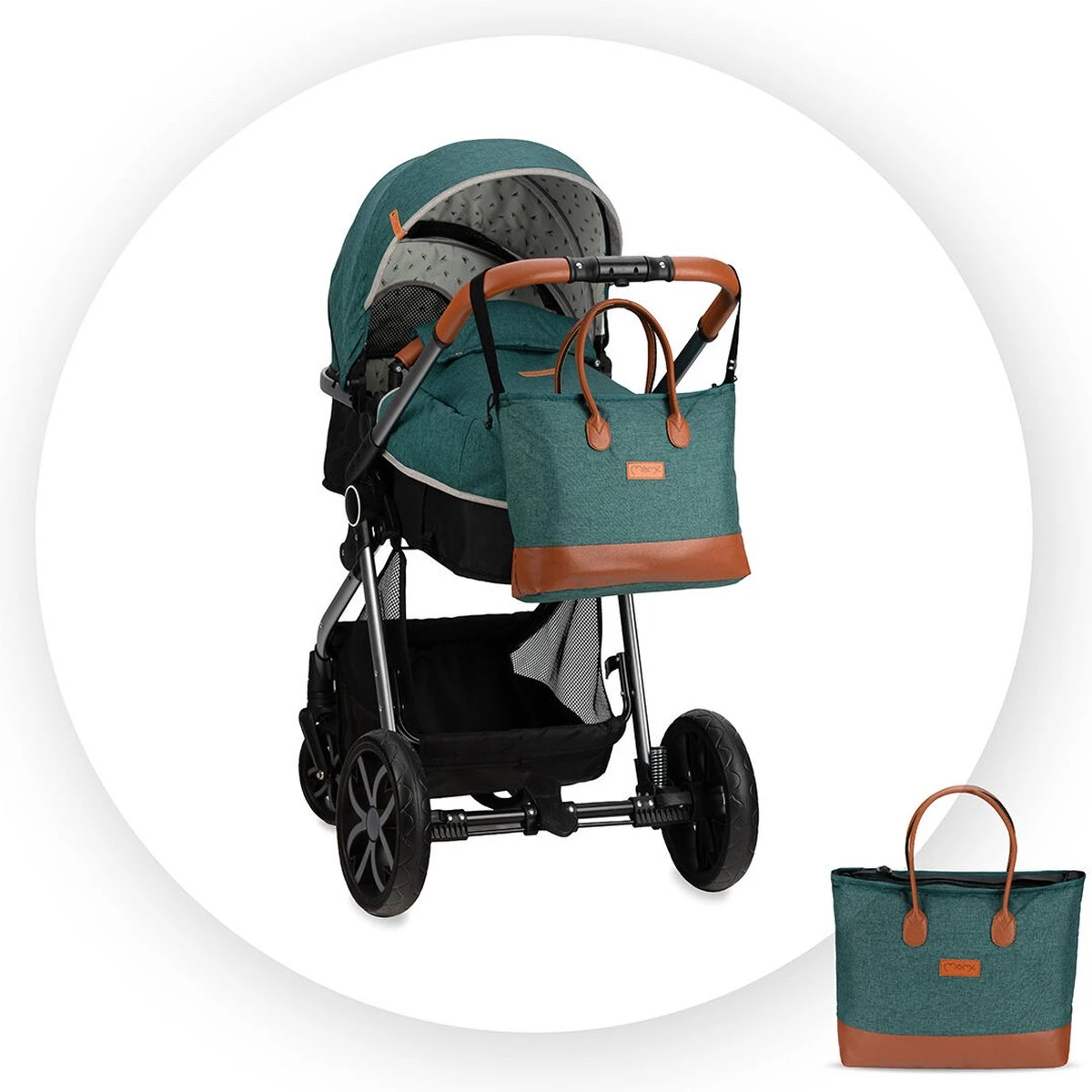 MoMi Kinderwagen - Compacte 2 In 1 Combiwagen - Limuru - Groen (geschikt Van 0-3 Jaar) - Afbeelding 12