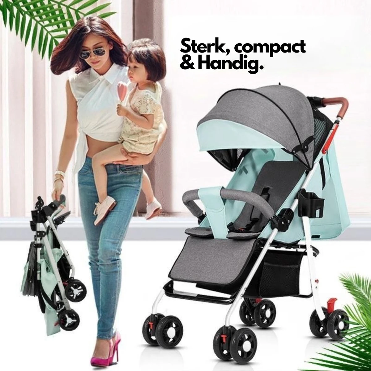 Child Supplies Buggy - Inklapbare Buggy - Baby Stroller - 3 In 1 - Kinderwagen - Grijs - Afbeelding 4
