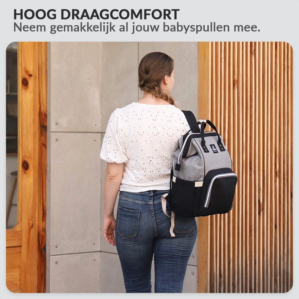 Buxibo Luier- En Verzorgingstas Inclusief USB Oplaadstation - Baby Rug Tas Met Isoleervak - Diaper Backpack Bag - Reis Rugzak - Grote Capaciteit - 23.8L - Zwart - Afbeelding 5