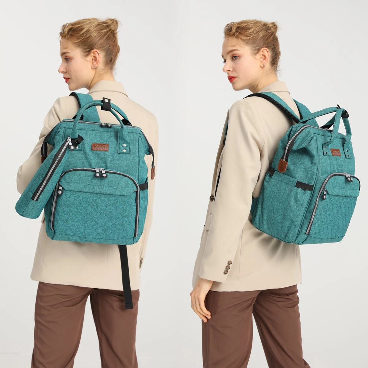 Miss Lulu Luiertas Rugzak - Inclusief Buggy En Kinderwagen Haken - Groen (E6705 GN) - Afbeelding 8