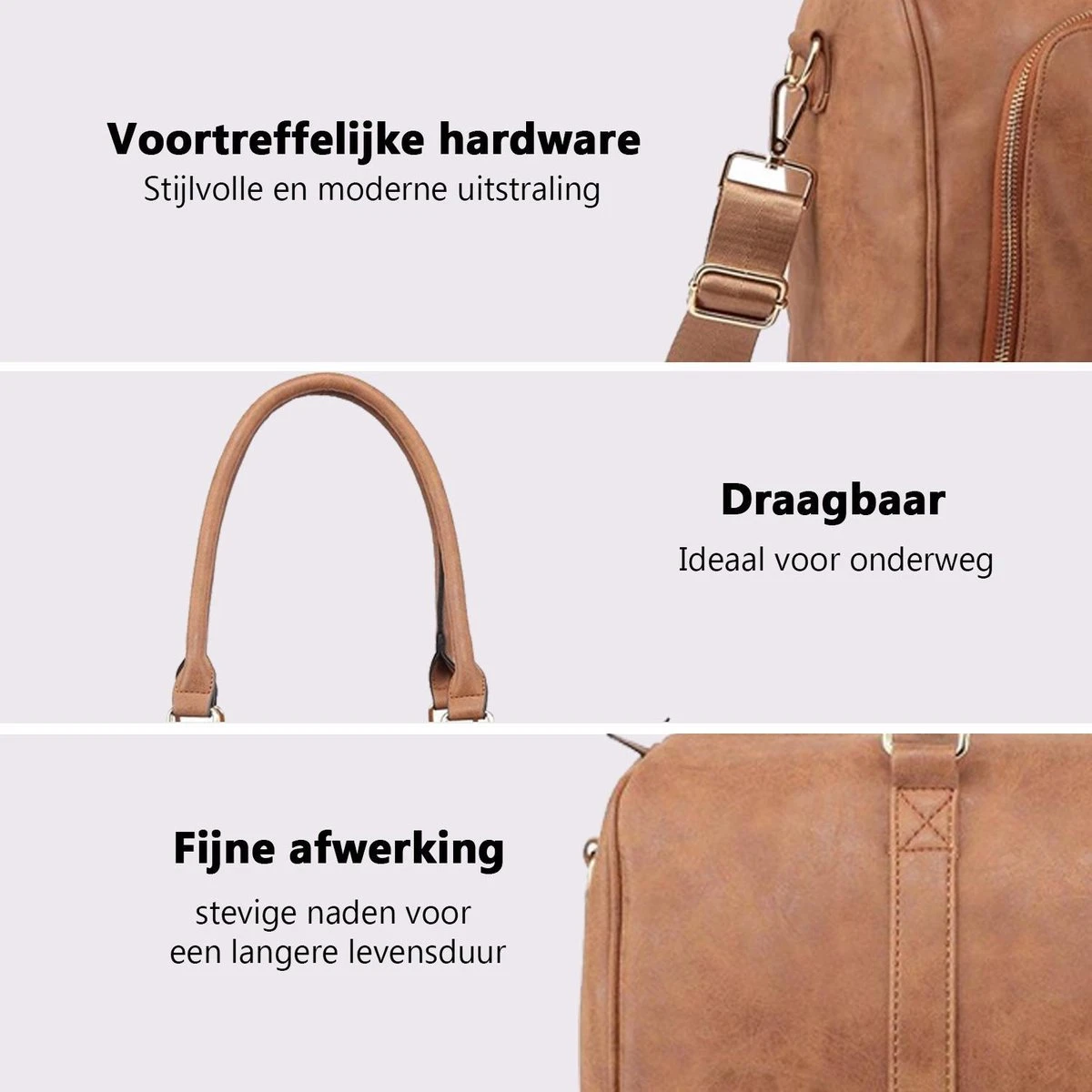 Miss Lulu Luier- En Verzorgingstas – Luiertas Set – Afneembare Draagtas - Duurzaam En Stijlvol – Bruin - Premium Kwaliteit- Grote Capaciteit - Unisex/Jongens/Meisjes (LT6638 BN) - Afbeelding 3