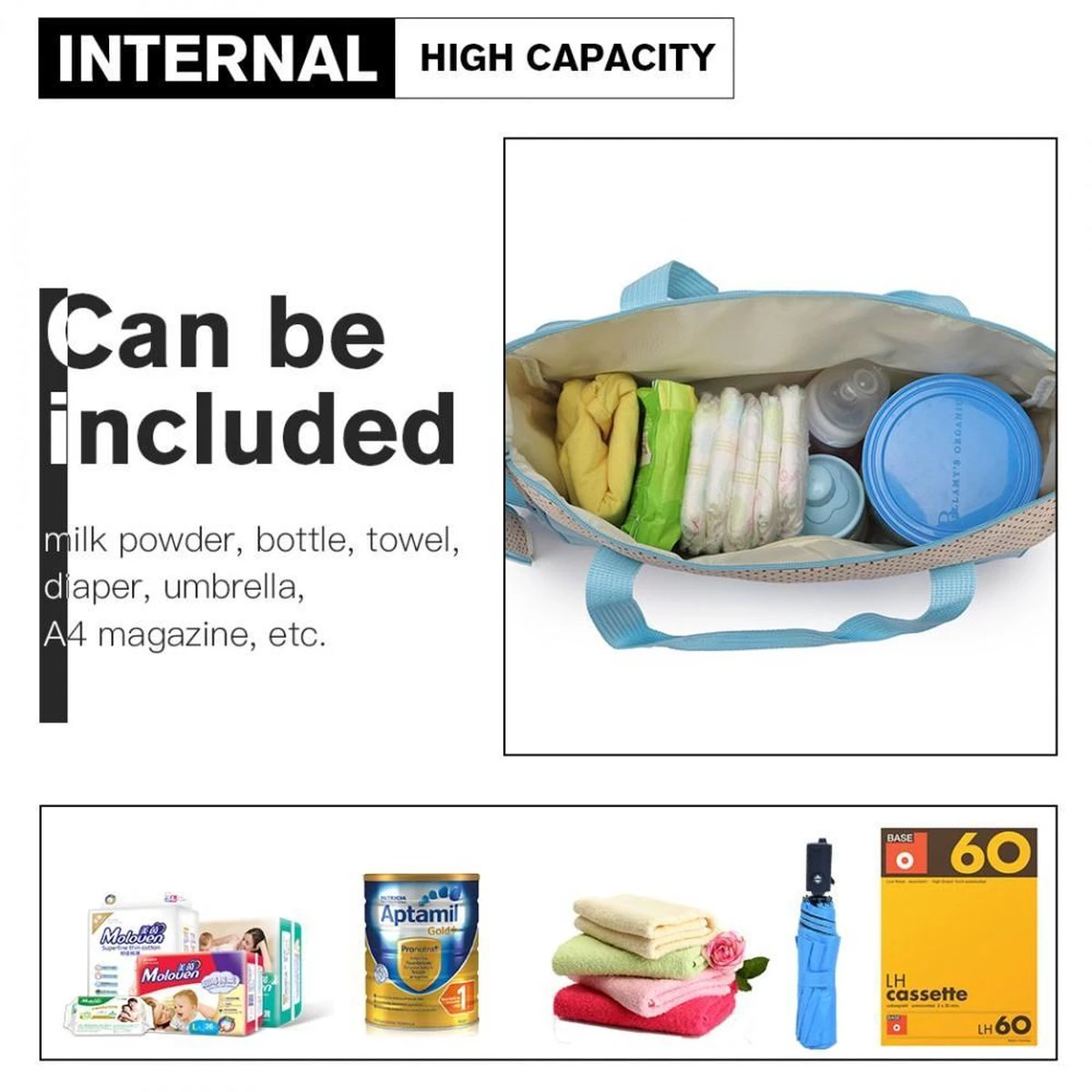 Miss Lulu Luiertas - 5-delige Verzorgingstas Set - Lichtblauw (9026 BE) - Afbeelding 2