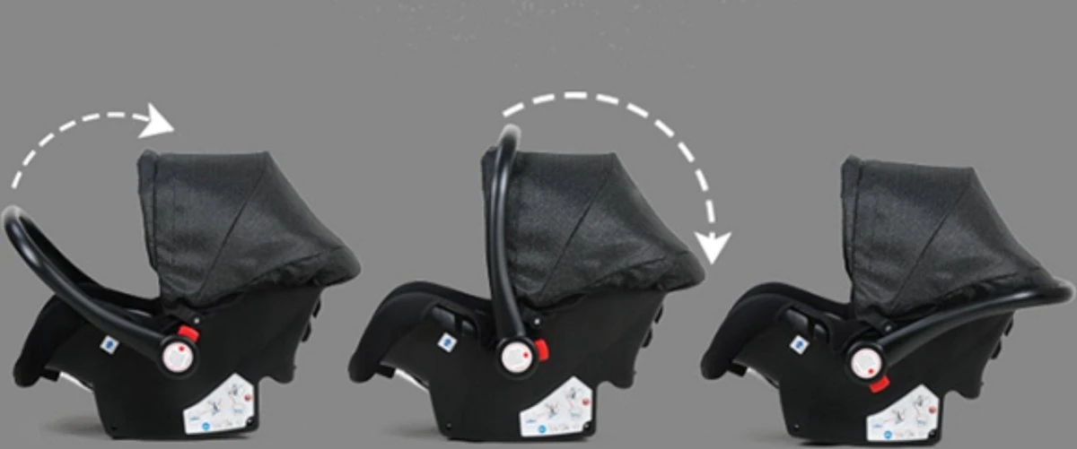 Belecoo - Luxe Kinderwagen - 3-in-1 Buggy - Opklapbare Wandelwagen - Autostoel - Wieg - Multifunctioneel - Zwart - Afbeelding 3