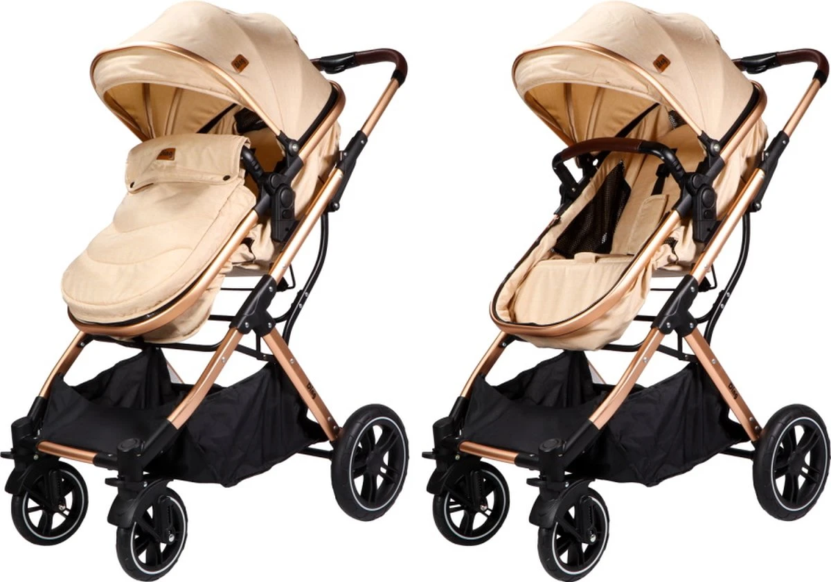 Ding Juna Kinderwagen 3 In 1 - Beige/Rose - Combi Kinderwagen Incl. Autostoel - Afbeelding 14