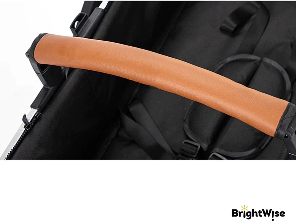 Merkloos BrightWise® Luxe Kinderwagen 3 In 1 Voldoet Aan Alle Europese Veiligheidscertificaten - Wandelwagen - Kinderwagen 3-in-1 Incl Autostoel - Kinderwagen Maxi Cosi – Buggy 3 In 1 - Newborn - Leer - Bruin - Afbeelding 11