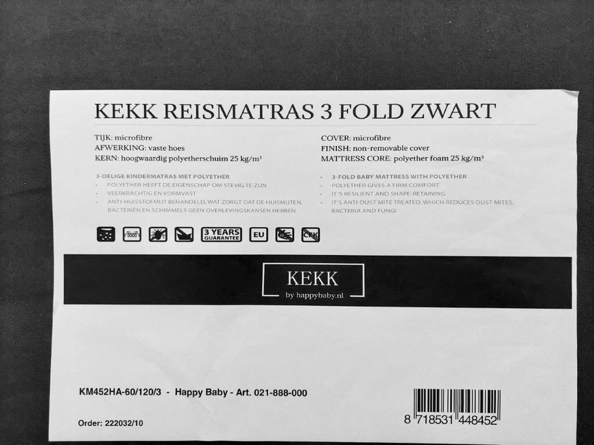 Campingbedmatras KEKK Compact Zwart Incl Tas - Afbeelding 3