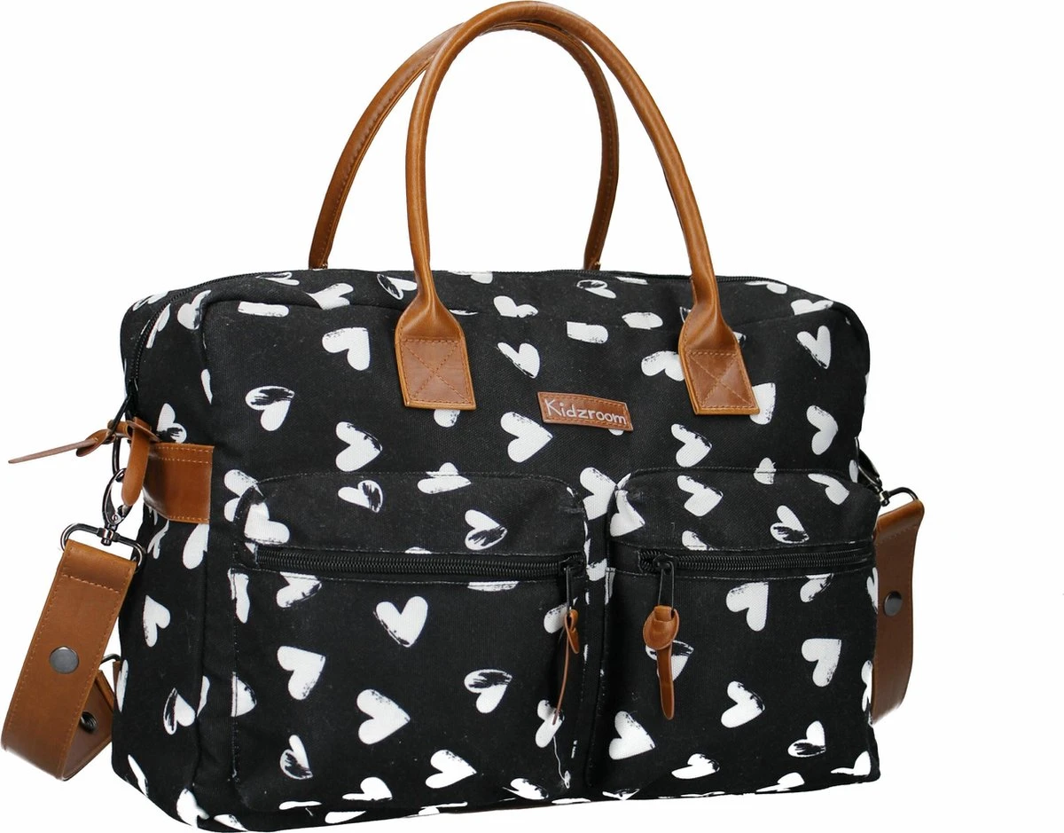 Kidzroom Black And White Luiertas - Zwart - Ophanglussen Kinderwagen - Verschoonmatje - Verstelbare Schouderband - Afbeelding 13