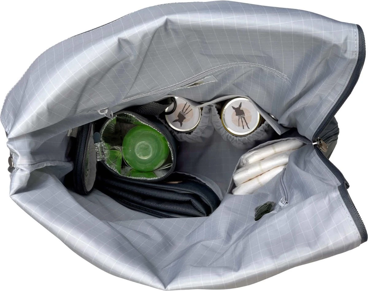 LÄSSIG Luiertas Rolltop Backpack Rugzak Incl Verschoningsmatje - Nacht Blauw - Afbeelding 3