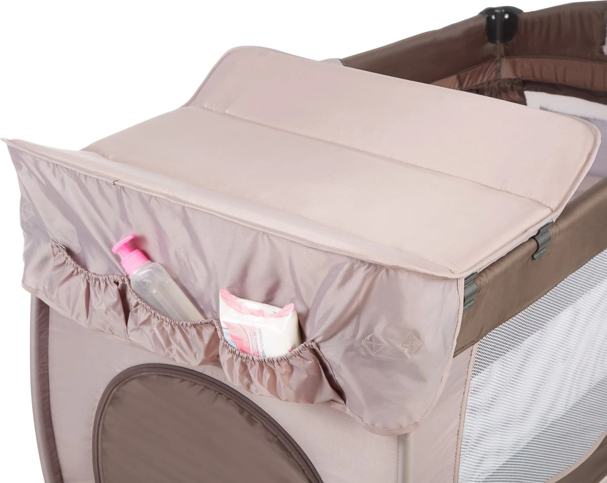 Tectake - Reisbedje Babybed Campingbed Dodo - 132x75x104cm Incl. Aankleedkussen En Draagtas - Bruin - 402203 - Afbeelding 3