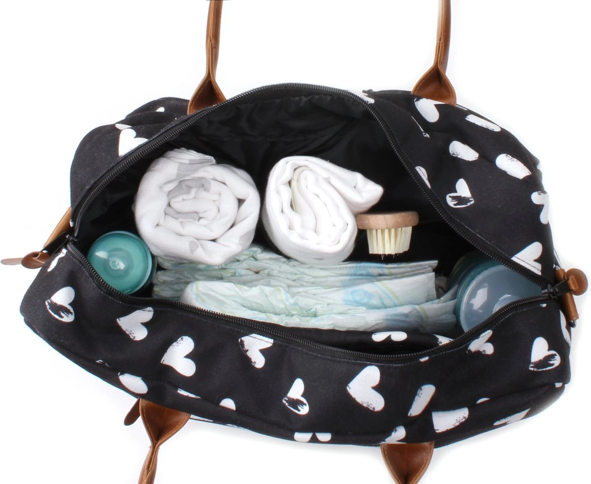 Kidzroom Black And White Luiertas - Zwart - Ophanglussen Kinderwagen - Verschoonmatje - Verstelbare Schouderband - Afbeelding 3
