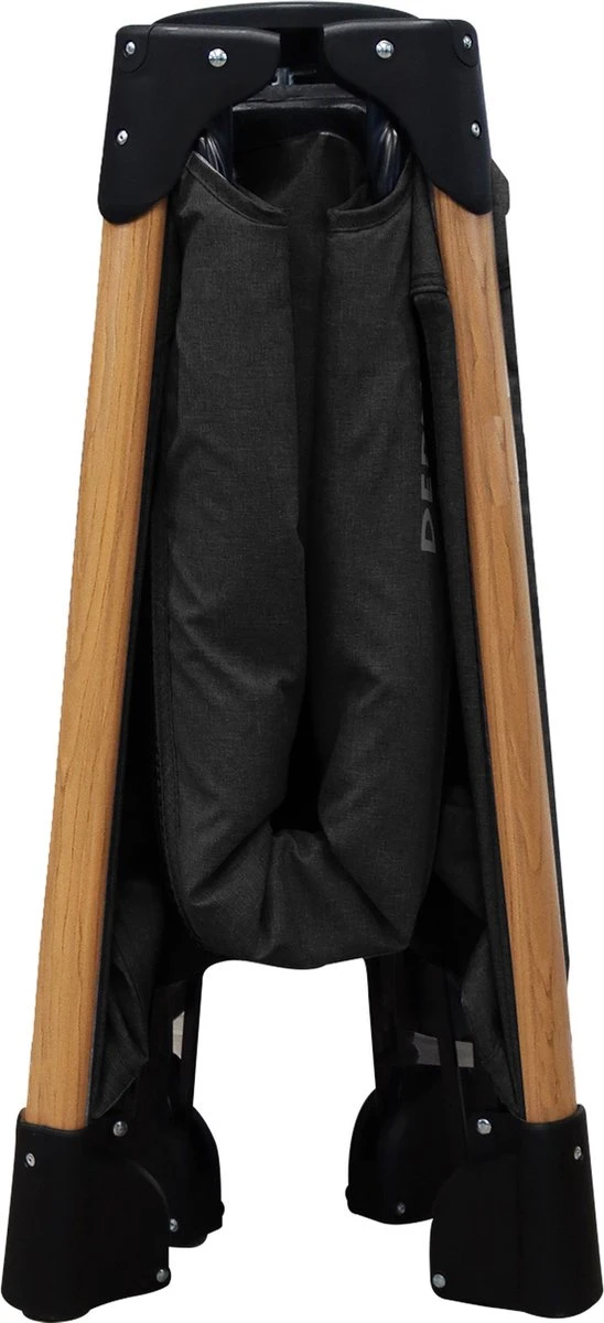 Deryan Luxe Campingbed Compleet - 120x60cm - Bodemverhoger - Verschoonblad - Opbergmand - Zwart - Afbeelding 11