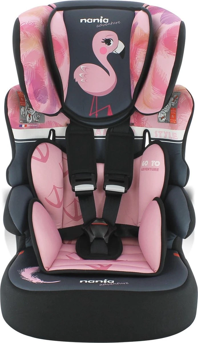 Nania - Autostoel BELINE Animals - Groep 1/2/3 - Meegroeistoel - Van 9 Tot 36 Kg - FLAMINGO - Afbeelding 2