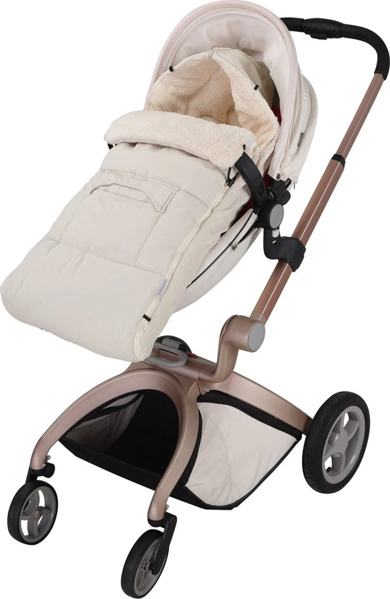 Monzana Kinderwagen Voetenzak Beige | Teddy | Maxi-Cosi | Met Opbergtas - Afbeelding 3