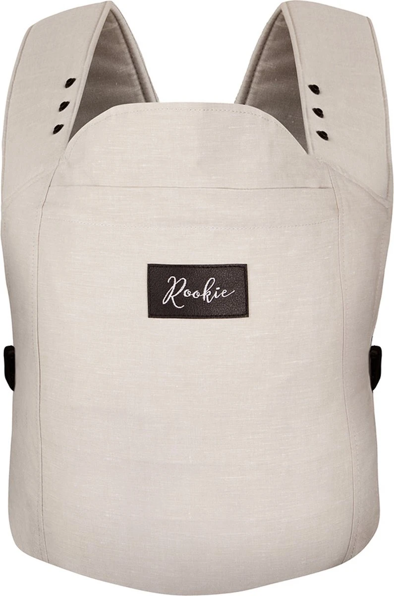 ROOKIE Baby Premium Draagzak- Design Buikdrager - Comfortabel En Ergonomisch - Pasgeboren Babydrager - Peuterdrager - Biologisch Katoen - Super Zacht - Unisex: Voor Mama En Papa (Beige)