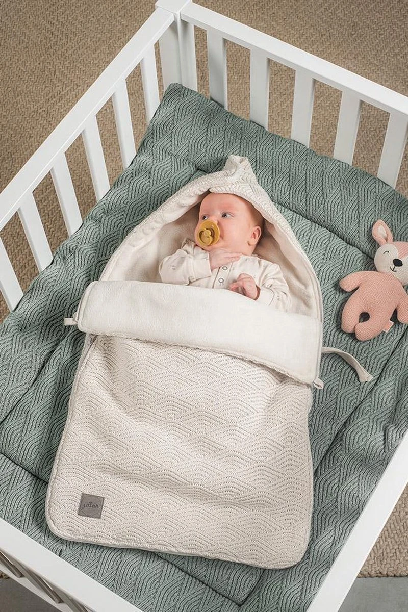 Jollein Voetenzak Voor Autostoel & Kinderwagen - River Knit - Cream White - Afbeelding 6