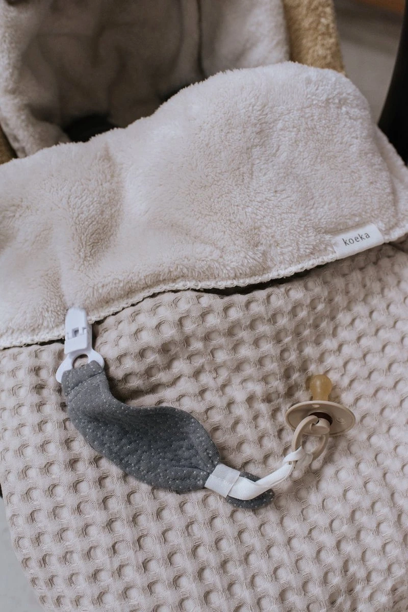 Koeka Oslo Voetenzak Voor Autostoel 0+ - Wafelstof Met Teddy - Zand - Afbeelding 5