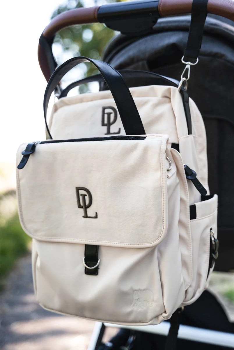 Deryan Luiertas Rugzak Met Verschoonmatje - Inclusief Flessenwarmhouder - Kinderwagenhaken En Isoleervak - Cream - Afbeelding 5