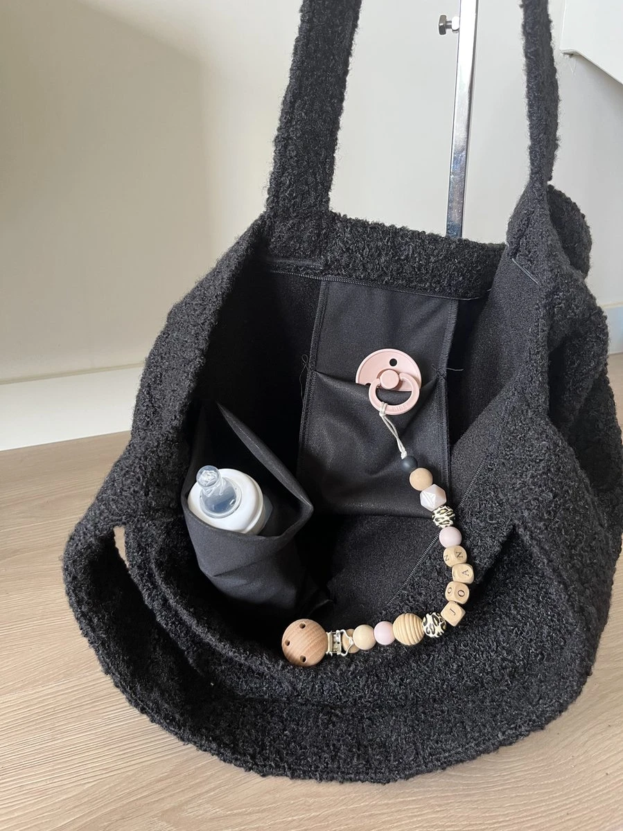 Mommy Bag / Grote Luiertas Zwart / Kinderwagen Luiertas / Teddy Set - Luiertas & Verschoonmat Joan’s Label Zwart / Baby / Met Rits - Afbeelding 2