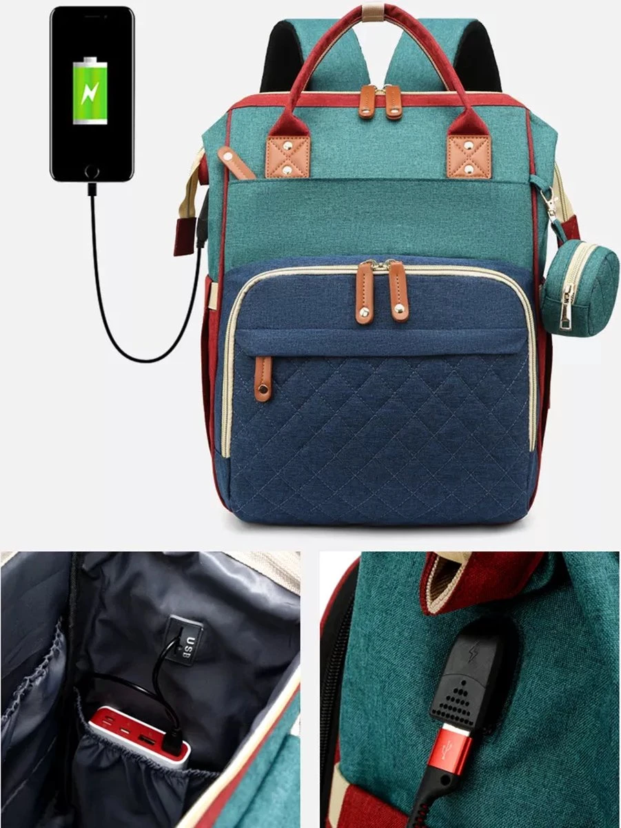 Luiertas - Rugzak - Baby - Kind - Mama - Papa - Slapen - Blauw - Relaxen - Afbeelding 3