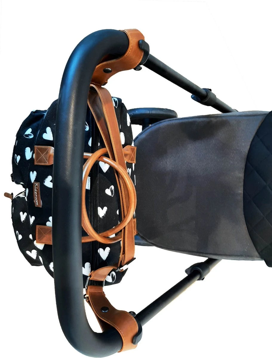 Kidzroom Black And White Luiertas - Zwart - Ophanglussen Kinderwagen - Verschoonmatje - Verstelbare Schouderband - Afbeelding 14