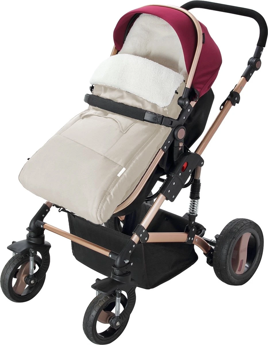 Monzana Kinderwagen Voetenzak Beige | Teddy | Maxi-Cosi | Met Opbergtas - Afbeelding 9