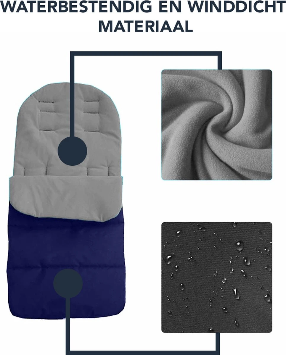 Achaté Voetenzak - Voor Kinderwagen Of Stoeltje – Baby Slaapzak - Autostoel - Donkerblauw - Afbeelding 7