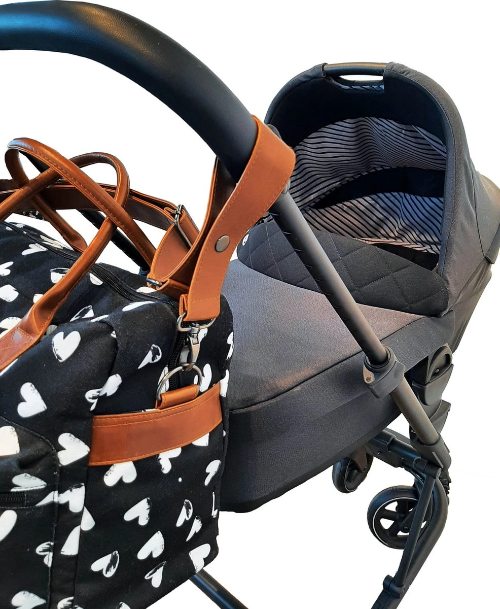 Kidzroom Black And White Luiertas - Zwart - Ophanglussen Kinderwagen - Verschoonmatje - Verstelbare Schouderband - Afbeelding 16