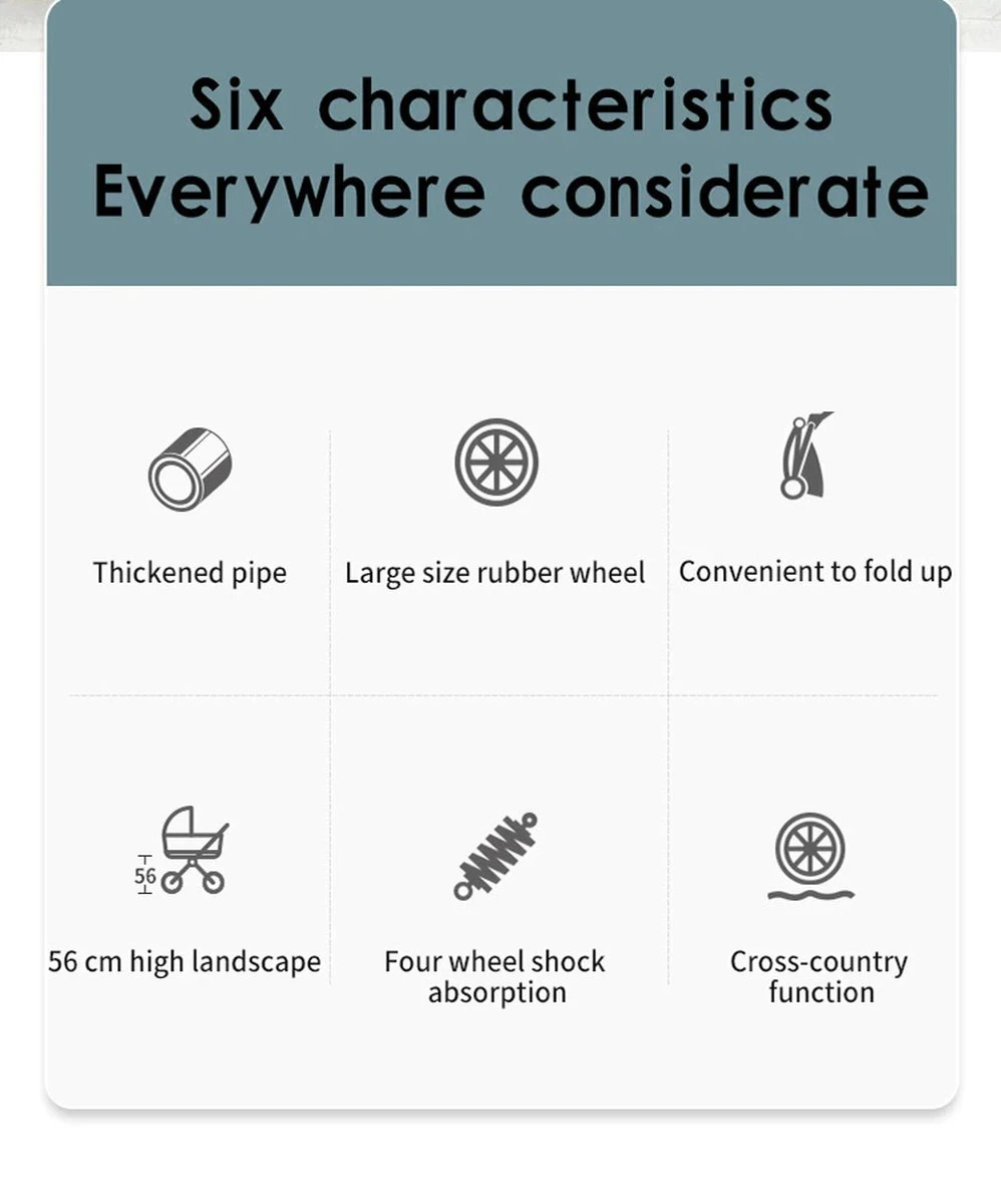 Luxe Kinderwagen 3 In 1 - Wandelwagen - Kinderwagen 3-in-1 Incl Autostoel - Kinderwagen Maxi Cosi – Buggy 3 In 1 - Newborn - Zwart - Afbeelding 3